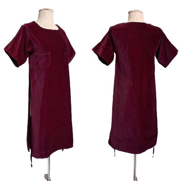 70s vintage velvet tunic top dress overlay Esprit burgundy boho hippie. - Picture 2 of 14
